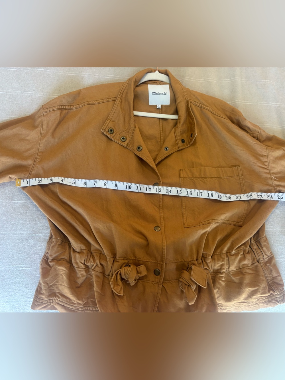 Madewell Southlake Military utility Jacket soft lightweight cotton rayon tan L - Picture 10 of 11